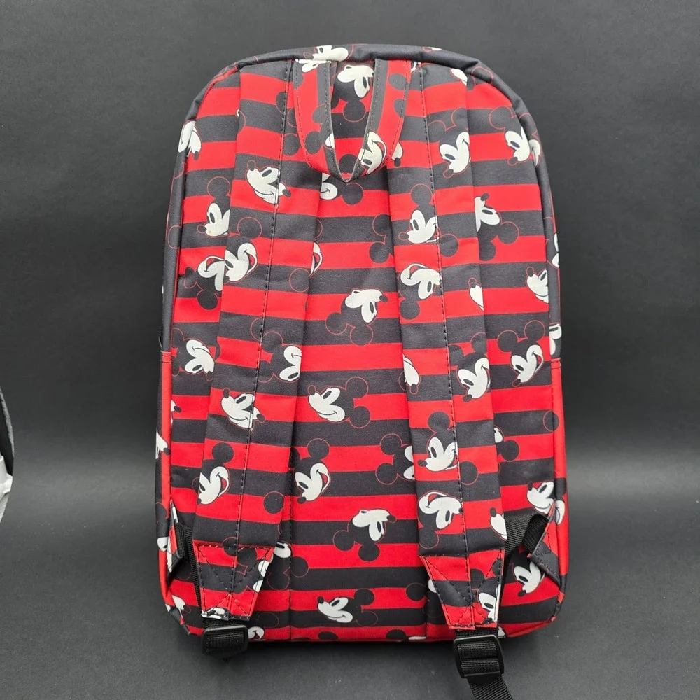 Disney Loungefly Mickey Mouse Striped Canvas Backpack Red Black 40-20163
